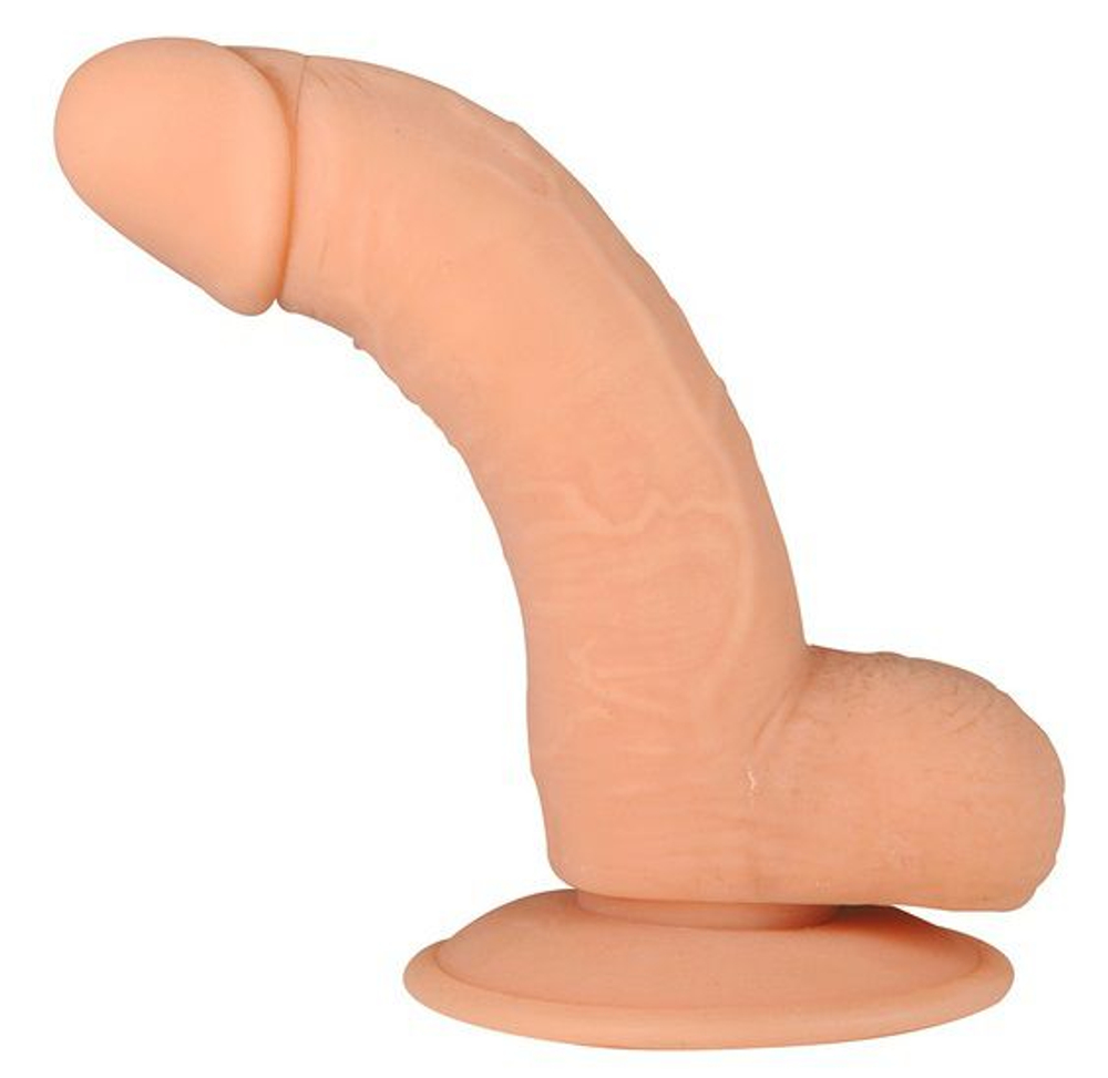 Телесный фаллоимитатор на присоске - 14 см. (Цвет: телесный)
