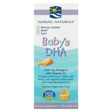 Детское здоровье Nordic Naturals, докозагексаеновая кислота (ДГК) с витамином D3 для детей, 1050 мг, 60 мл (2 жидк. унции)