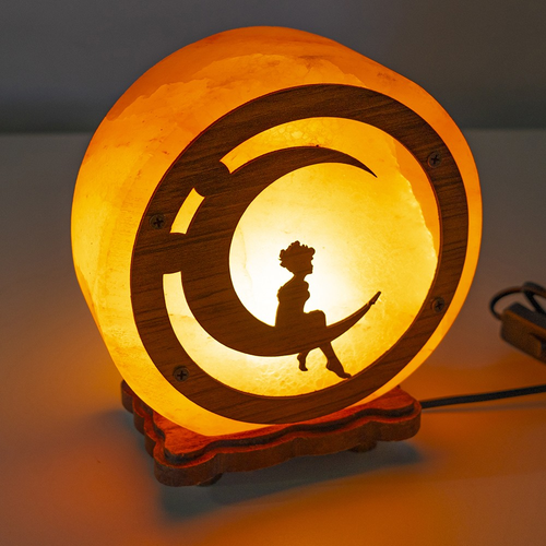 Соляная лампа Barry Moon с деревянным рисунком
