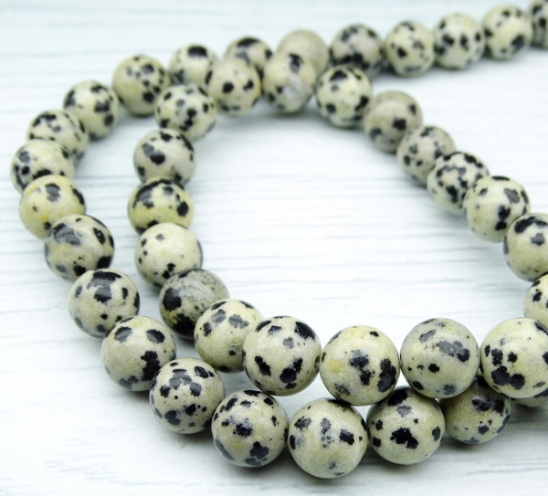 ПК089НН8 Бусины из природного камня Яшма Далматин, размер: 8 мм, 5 шт.