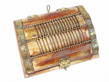Шкатулка с инкрустацией кость латунь 11x8,5x5 см 461755