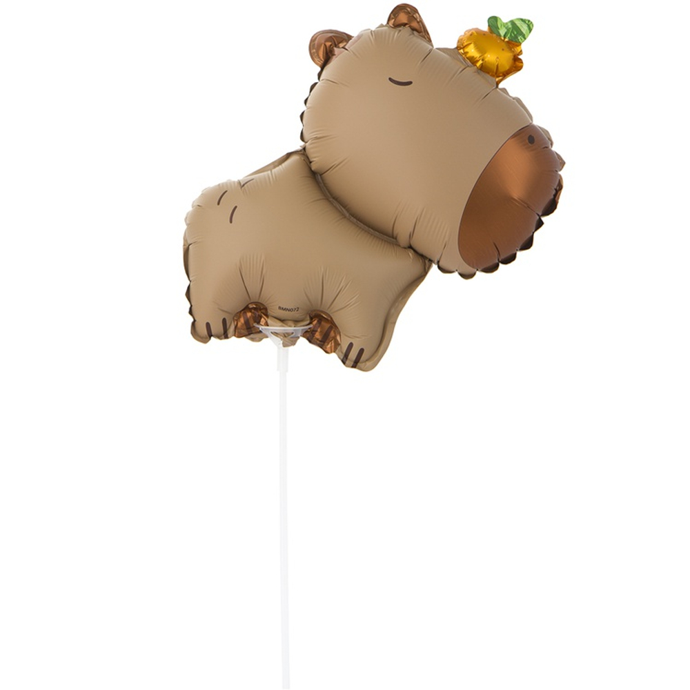 Шар Фольгированный Капибара с мандарином (Коричневый)