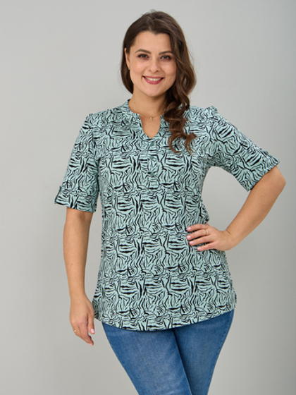 Блузка БЛ-122/шалфей-зебра