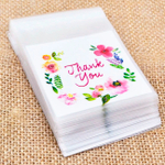 Пакетики упаковочные с цветочным рисунком, надписью thank you и клеевым клапаном