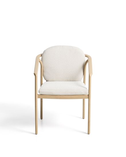 Уличный стул Sirte из алюминия с отделкой под дерево и веревкой цвета экрю