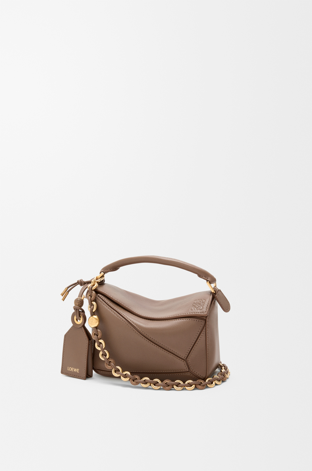 Loewe Мини-сумка Puzzle Featherlight из овечьей кожи наппа, серо-коричневый