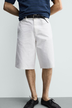 ZARA ШОРТЫ ЧИНОС RELAXED FIT, БЕЛЫЙ