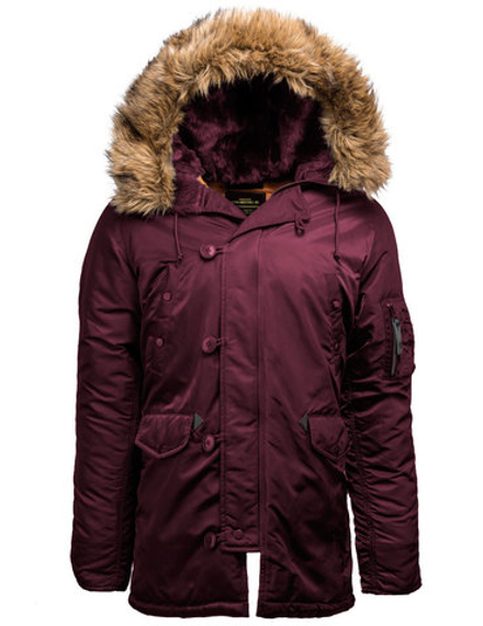 Куртка Аляска Slim Fit N-3B (бордовая - maroon/orange)