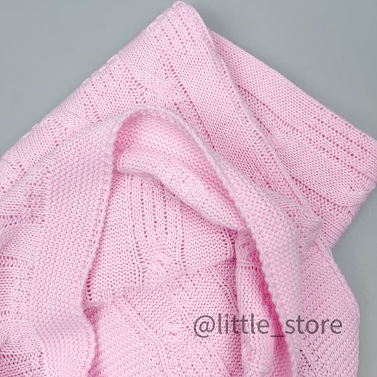 Плед вязаный Нежно-розовый, хлопковый; 90х100