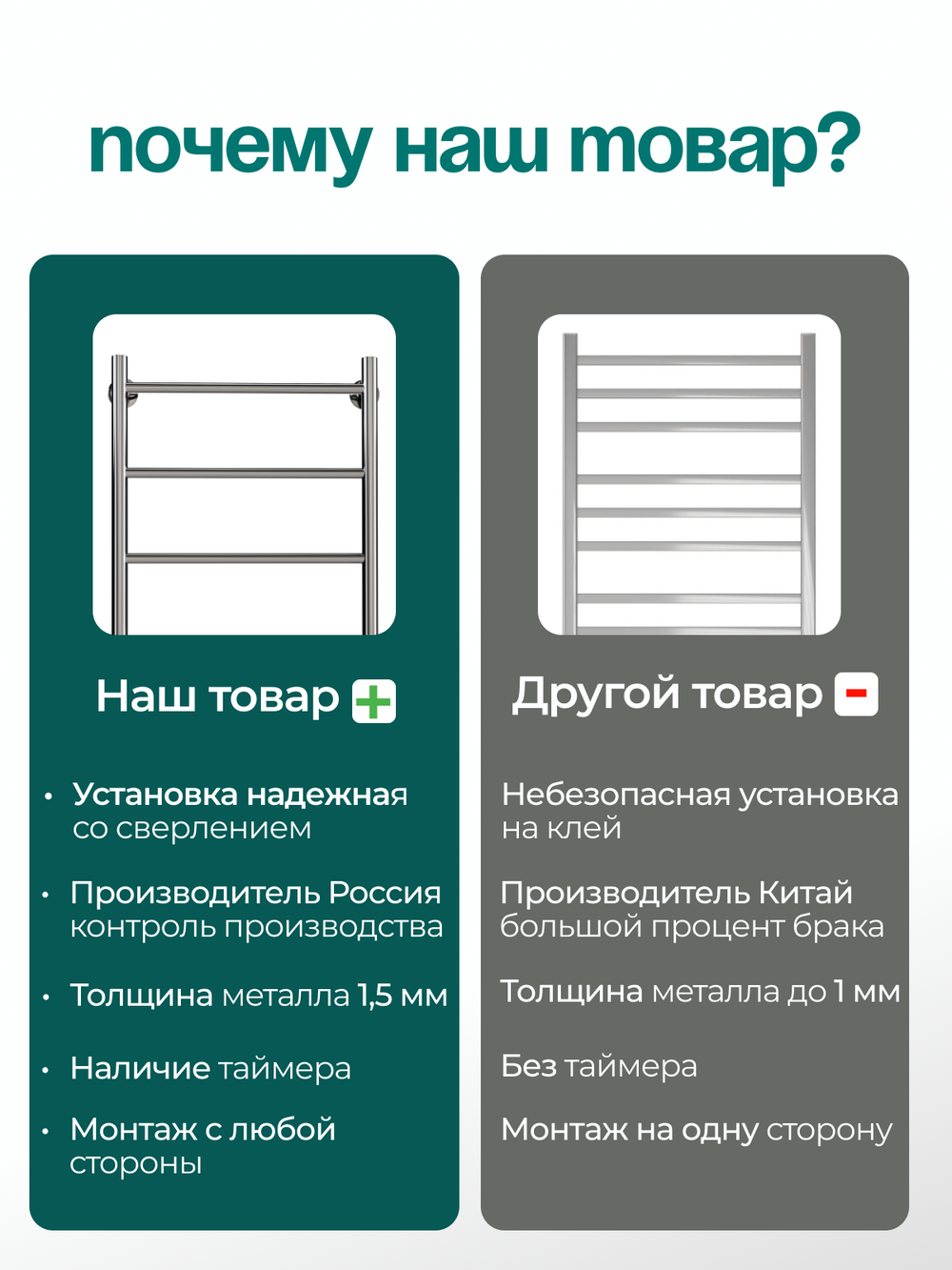 Полотенцесушитель электрический хром Bent Lux лесенка 60 х 40