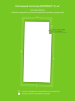 Натяжные потолки 21.1 м2, 3.8 м2, 2.9 м2, 3.1 м2