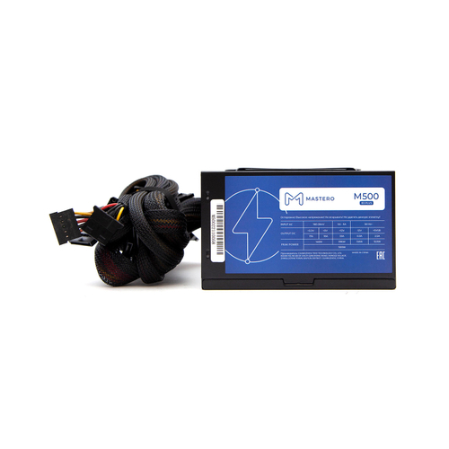 Блок питания ATX Mastero M500, 500W, 80+, Retail, APFC, 1x4+4pin, 2x6+2PIN, 5xSATA, 3xMOLEX, 1xFDD (M500-120BFV1)