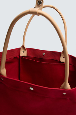 ZARA X AARON LEVINE СУМКА-ШОПЕР С КОЖАНЫМИ ДЕТАЛЯМИ, КРАСНЫЙ