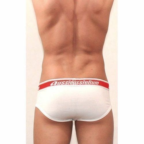 Мужские трусы брифы белые с красной резинкой AussieBum Brief AB000340 Мужские трусы брифы белые с красной резинкой AussieBum Brief AB000340