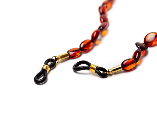 Держатель для очков из натурального янтаря, длина 70 см. Цепочка для очков натуральный камень