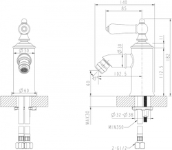 Смеситель Bravat Art F375109G для биде  золото схема