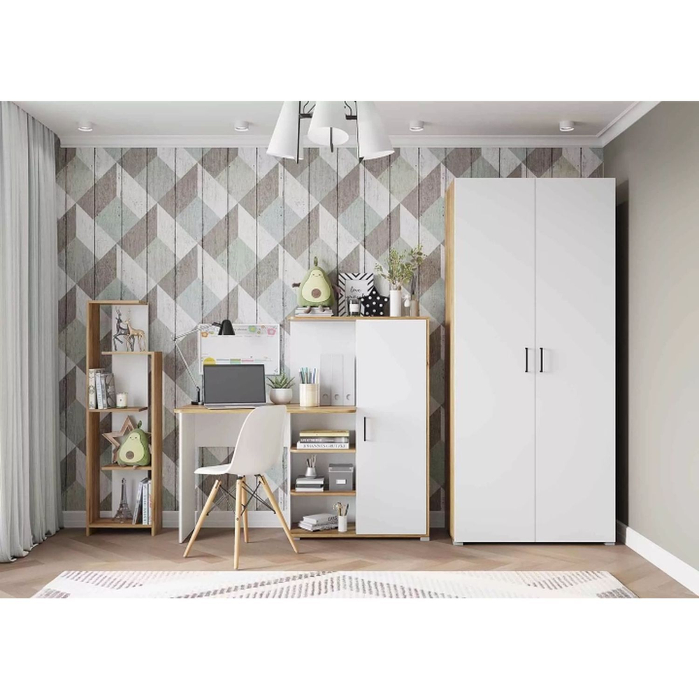 Стол письменный с ящиками Крафт Золотой/Белый, Лайт 1420, 145х61,2х128,2 см Горизонт