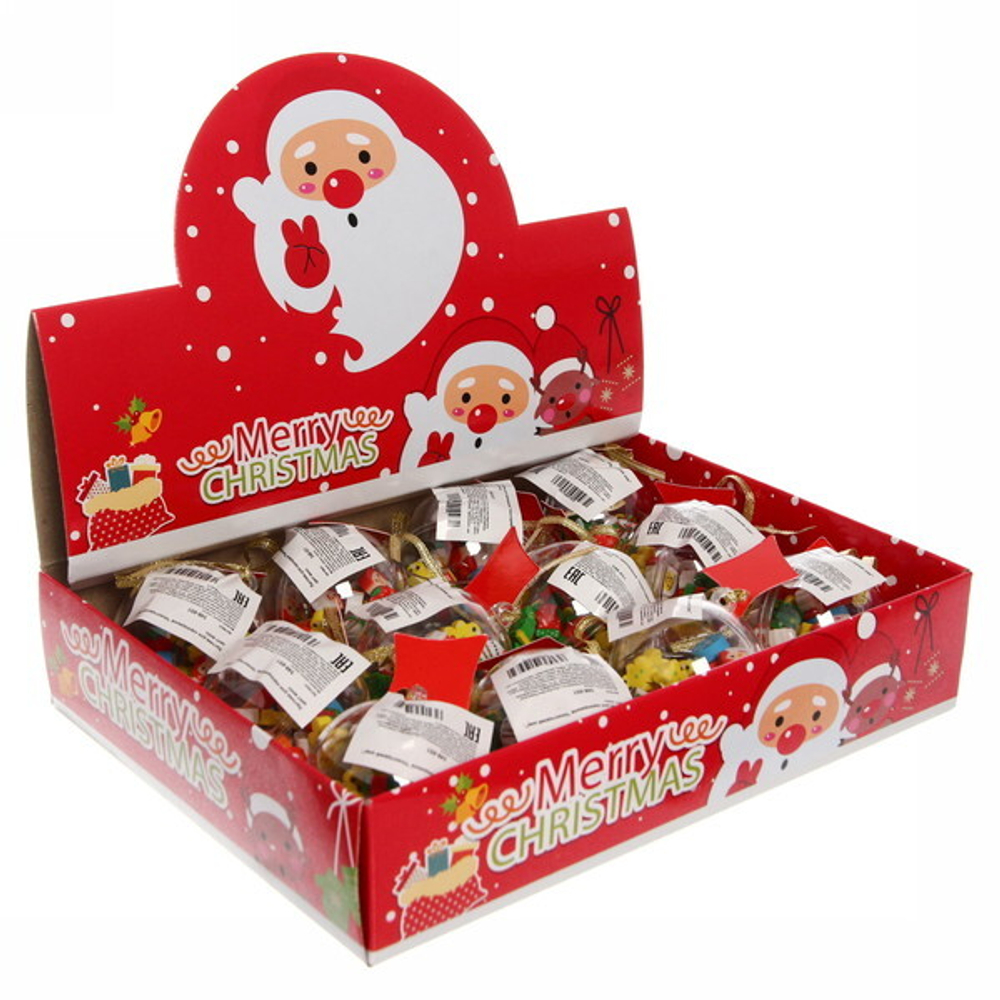 Ластики для карандашей «Новогодний шар», цвет микс