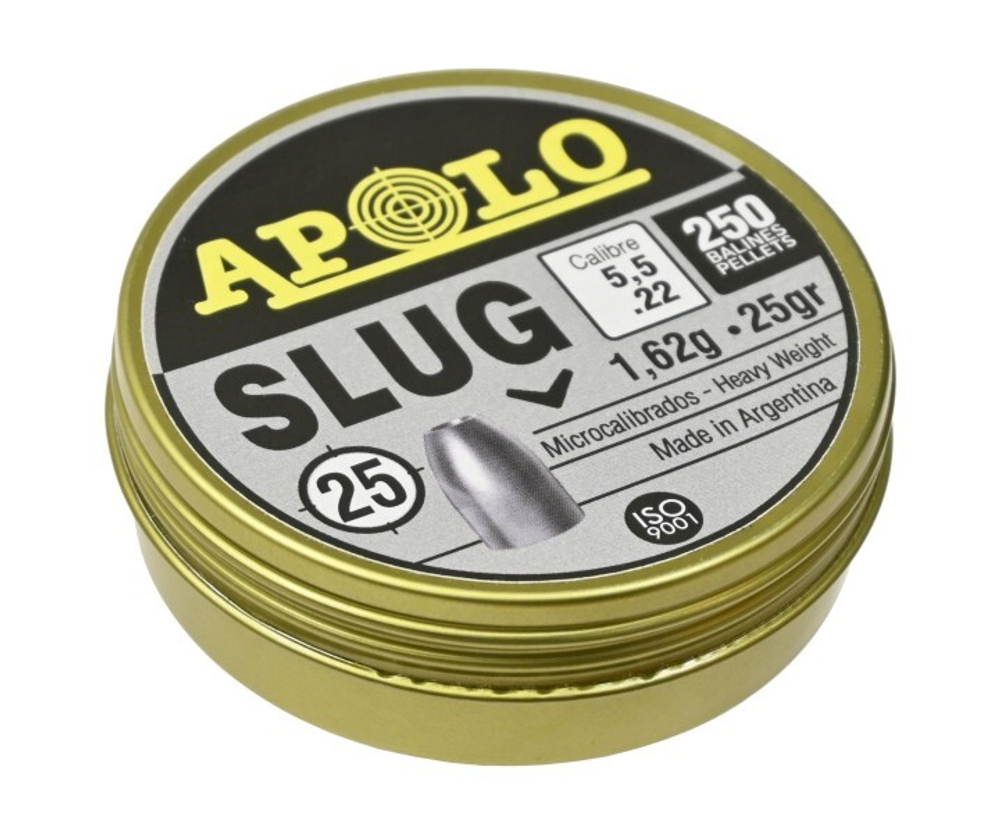 Пули пневматические Apolo Slug 5,5 мм, 1,62 г (250 штук)