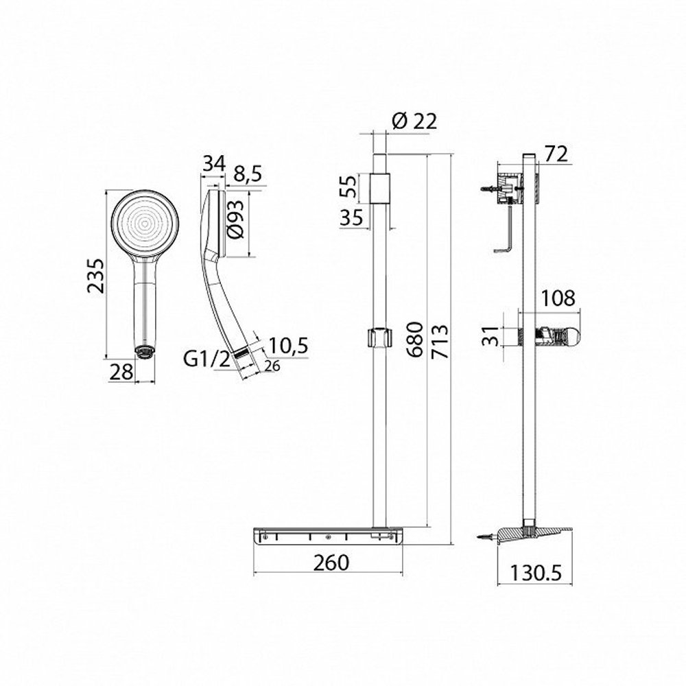 Душевой гарнитур хром SpaHome IDDIS SPA1F68i16