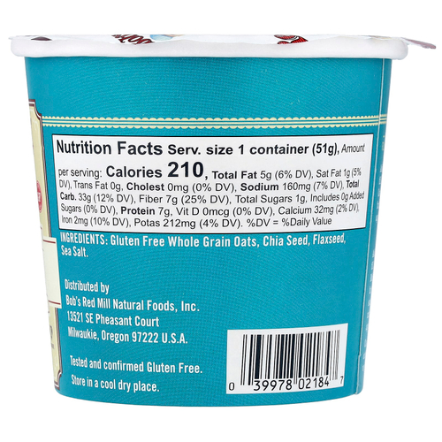 Bob's Red Mill, Овсянка, классическая, 51 г (1,81 унции)
