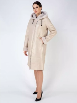 Дубленка зима натуральная удлиненная с капюшоном