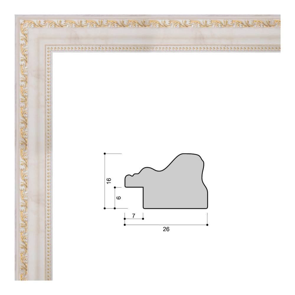 Фоторамка пластиковая 15х21 см, бежевая, золотой орнамент, арт. 1521.612542