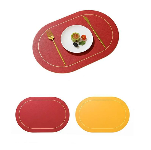 Двухсторонняя сервировочная салфетка,овал, красный-желтый