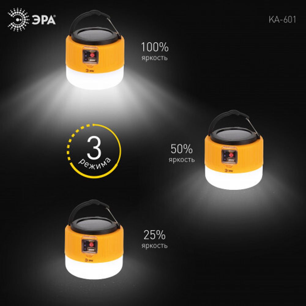 Фонарь кемпинговый светодиодный ЭРА KA-601 Пегас аккумуляторный, на солнечной батарее + дистанционный пульт