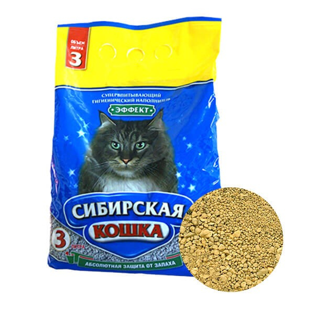 СИБИРСКАЯ КОШКА Наполнитель впитывающий Эффект 3 л