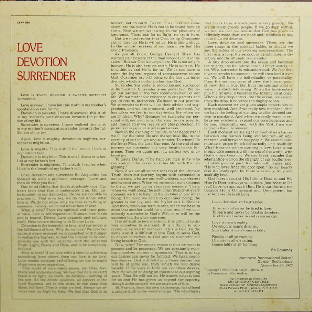 Carlos Santana & Mahavishnu John McLaughlin / Love Devotion Surrender (LP)