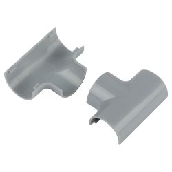 Т-образный угол ЭРА T-KK-20-12-F для полукруглого кабель-канала серый 20х12мм 2шт/комплект | Кабель-канал полукруглый