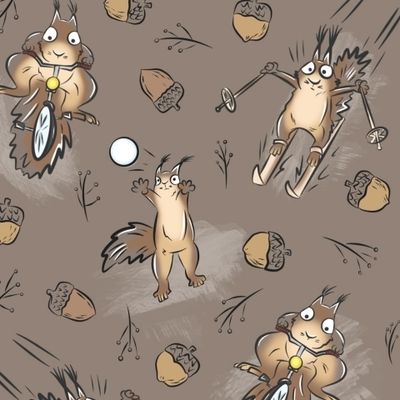 Белка Шустрик на коричневом