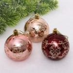 Новогодние шары 7см (набор 3шт) «Ажур», шампань/роз.золото/рубин
