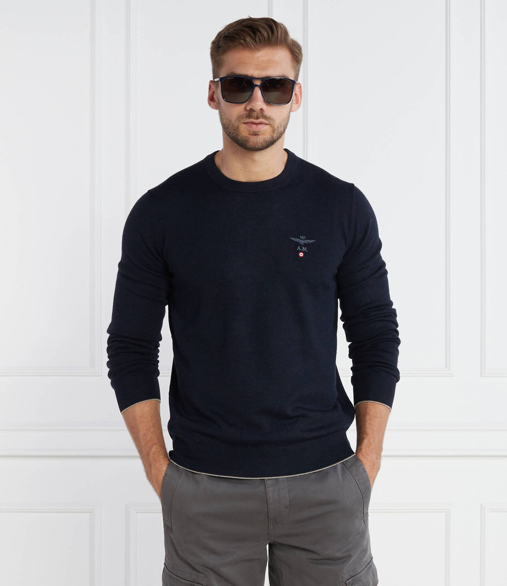 Хлопковый свитер Aeronautica Militare - темно-синий(MA1388L415)