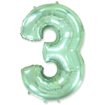 Шар фольгированный Цифра 3 101 см (Мятный)