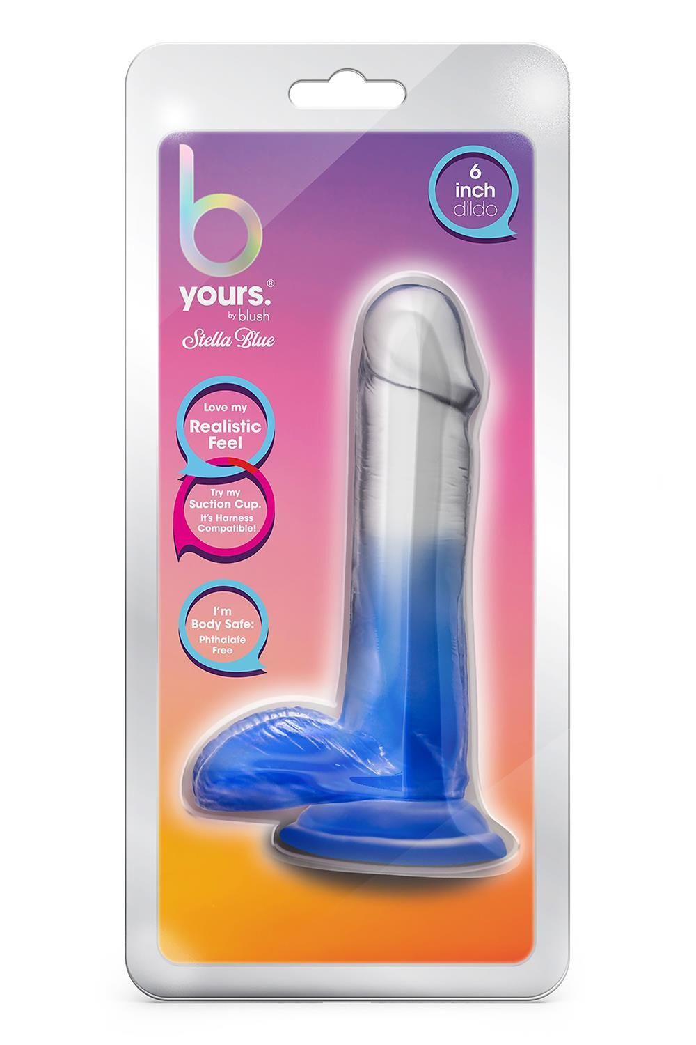 Blush Novelties B Yours Stella Blue – реалистичный фаллоимитатор на присоске, синий, 16,5 см