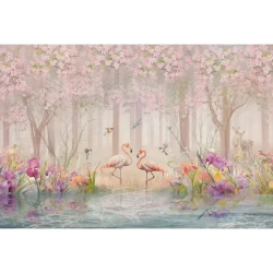 Фотообои флизелиновые 400x271, рисунок фламинго, практичный