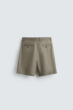 ZARA БЕРМУДЫ ИЗ 100% ЛЬНА КЛАССИЧЕСКОГО КРОЯ, СВЕТЛО-БЕЖЕВЫЙ