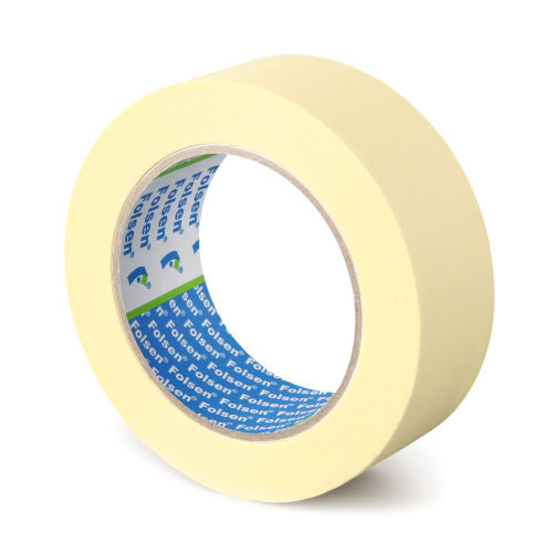 Малярная лента профессиональная Folsen® 022, термостойкость 80°С, бумажная, желтоватая