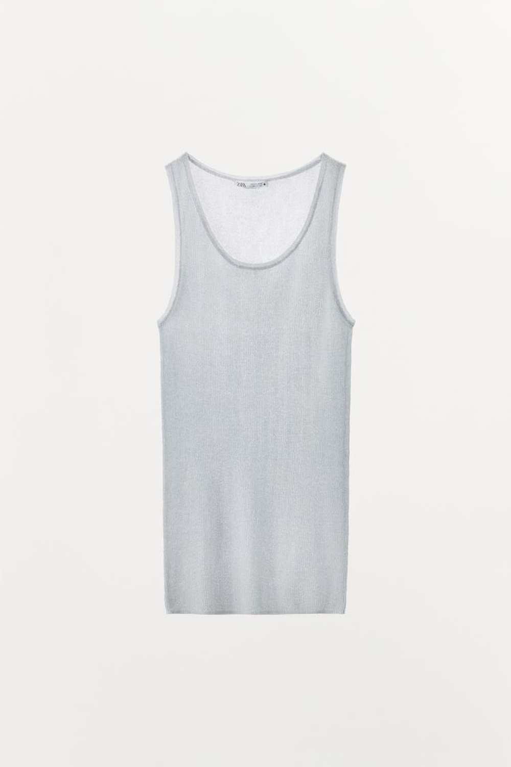 ZARA ТОП С МЕТАЛЛИЗИРОВАННОЙ НИТЬЮ, СЕРЕБРИСТЫЙ