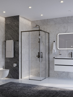 Душевой уголок Cezares PLANE-A-2-90-C-GM, 90х90х195, профиль оружейная сталь, стекло прозрачное