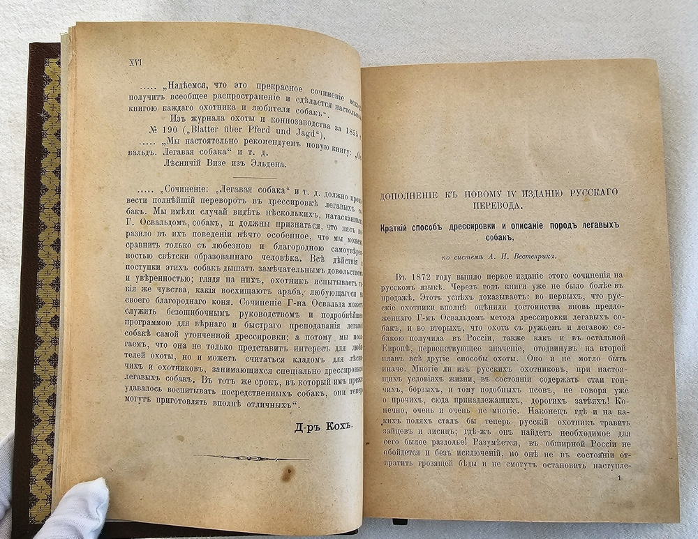 "Легавая собака. Полное руководство к разведению, содержанию, лечению и дрессировке собак по новому способу без побоев". Ф. Освальд. 1900г. - антикварная книга