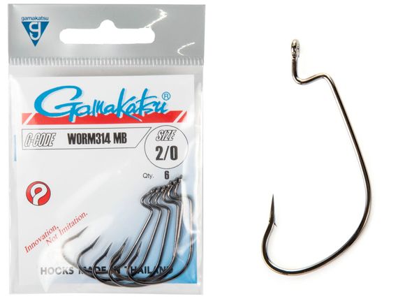 Крючки офсетные Gamakatsu WORM 314 HOOKS разм. 2/0 6шт.