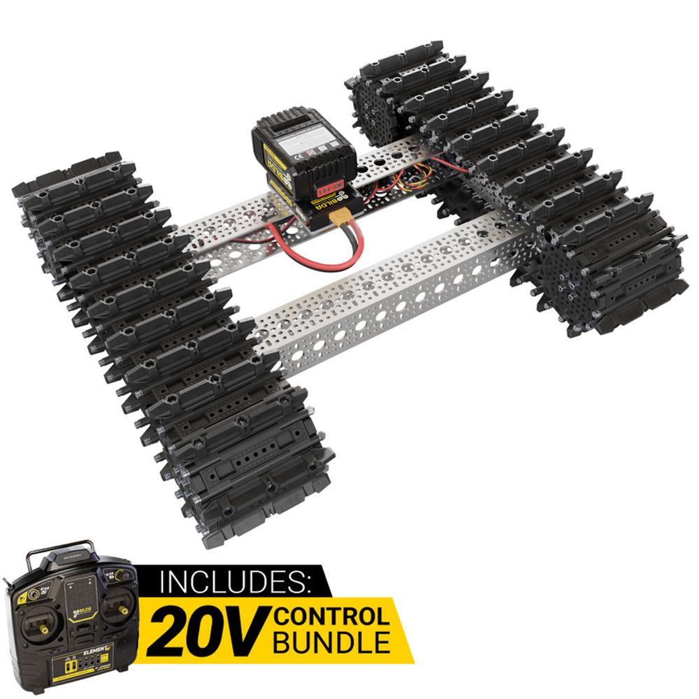 Bravo RC Tank Track Chassis (Grouser Paddles) 25lb Payload, 4mph