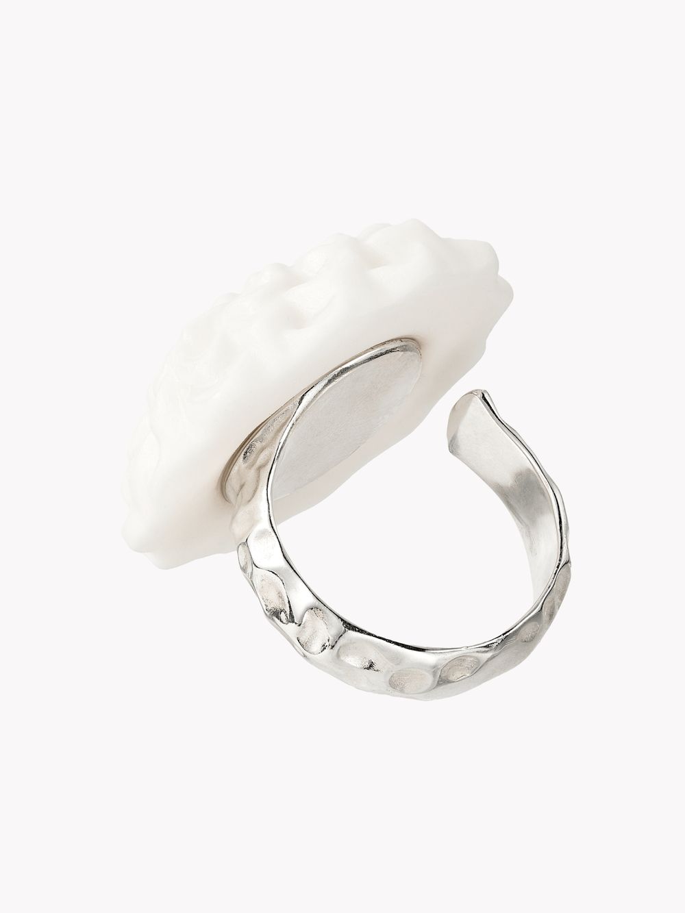 Кольцо Георгин L, белый фарфор