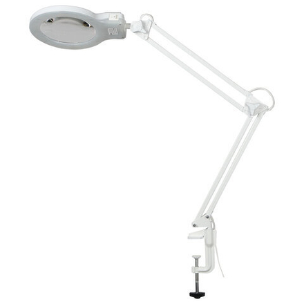 Настольная лампа светильник Леда С20 на струбцине, СВЕТОДИОДНАЯ, 8 Вт, ЛУПА (2/9 раз), белый