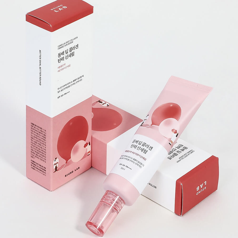 Солнцезащитная сыворотка с коллагеном Round Lab Camellia Deep Collagen Firming Sun Serum SPF50+ PA++++