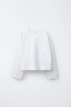 ZARA ФУТБОЛКА С ВЫШИВКОЙ НА СПИНЕ, БЕЛЫЙ