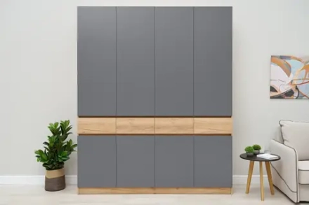 Шкаф 4-х створчатый Роджина дуб крафт / графит